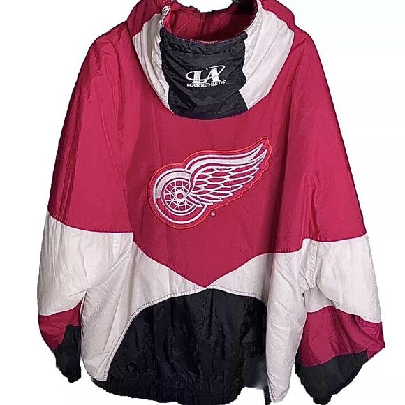 Vintage 90’s Detroit Red Wings Logo Athletic Puffer Jacket - Picture 2 of 6